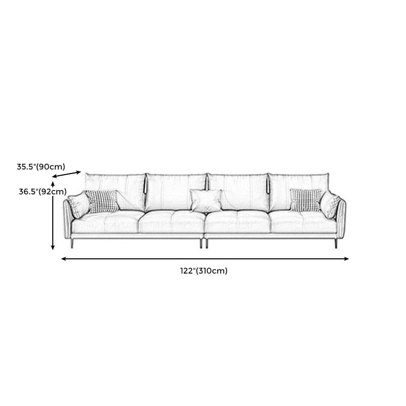 Grey Removable Cushions Faux Leather Straight Arm Sofa/Sectional with Wear-Resisting Clearhalo 'furn' 'furn_sectionals' 'Furniture' 'Living Room Furniture' 'Sectionals' 5305678