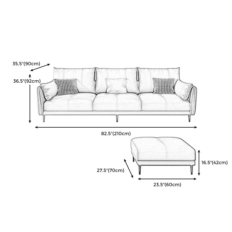 Grey Removable Cushions Faux Leather Straight Arm Sofa/Sectional with Wear-Resisting Clearhalo 'furn' 'furn_sectionals' 'Furniture' 'Living Room Furniture' 'Sectionals' 5305679