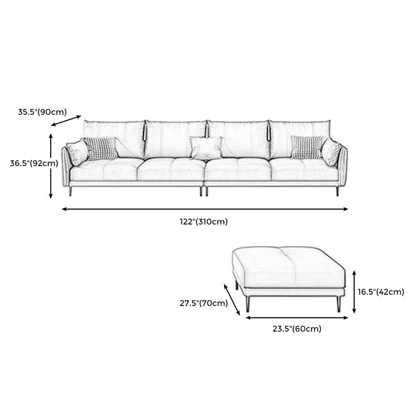 Grey Removable Cushions Faux Leather Straight Arm Sofa/Sectional with Wear-Resisting Clearhalo 'furn' 'furn_sectionals' 'Furniture' 'Living Room Furniture' 'Sectionals' 5305682