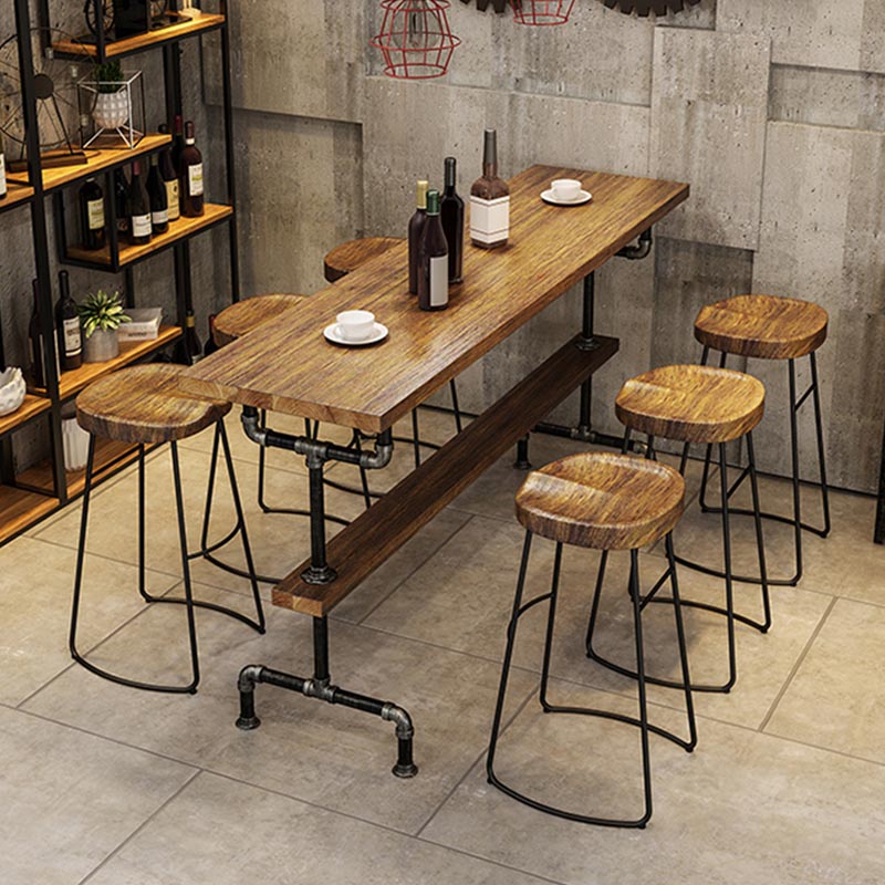 Rectangle Bar Dining Table Contemporary Bar Table with Black Trestle Base Clearhalo 'Bar Furniture' 'Bar Tables' 'bar_tables' 'furn' 'furn_bar_tables' 'Furniture' 'Kitchen & Dining Furniture' 5308708