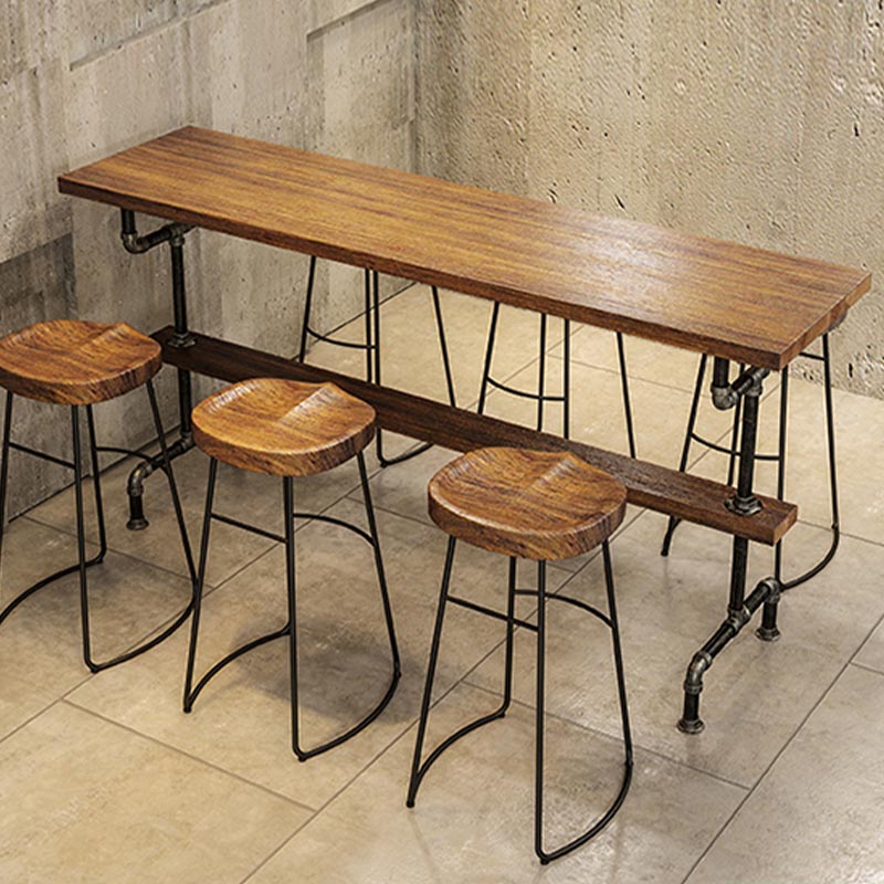 Rectangle Bar Dining Table Contemporary Bar Table with Black Trestle Base Clearhalo 'Bar Furniture' 'Bar Tables' 'bar_tables' 'furn' 'furn_bar_tables' 'Furniture' 'Kitchen & Dining Furniture' 5308709