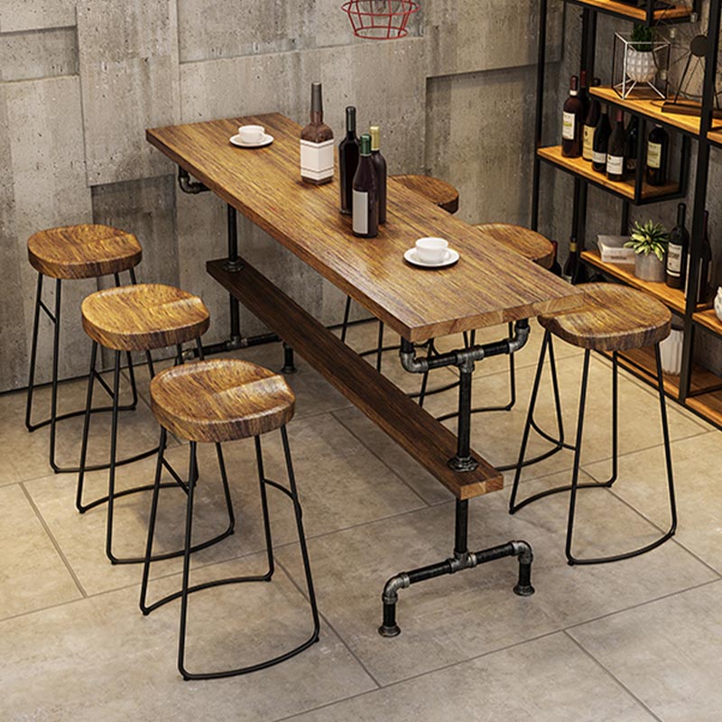 Rectangle Bar Dining Table Contemporary Bar Table with Black Trestle Base Clearhalo 'Bar Furniture' 'Bar Tables' 'bar_tables' 'furn' 'furn_bar_tables' 'Furniture' 'Kitchen & Dining Furniture' 5308710
