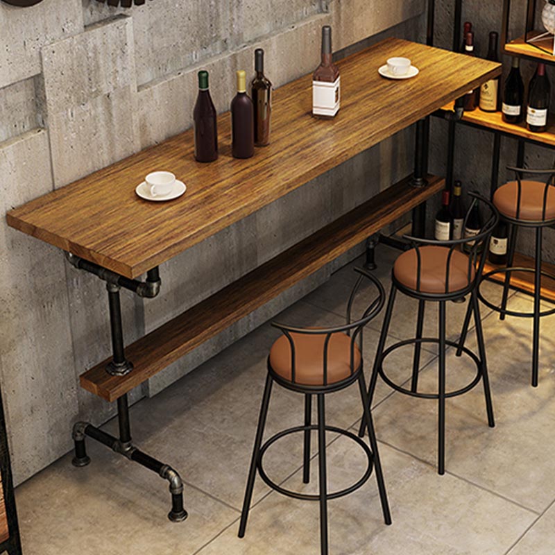 Rectangle Bar Dining Table Contemporary Bar Table with Black Trestle Base Clearhalo 'Bar Furniture' 'Bar Tables' 'bar_tables' 'furn' 'furn_bar_tables' 'Furniture' 'Kitchen & Dining Furniture' 5308712