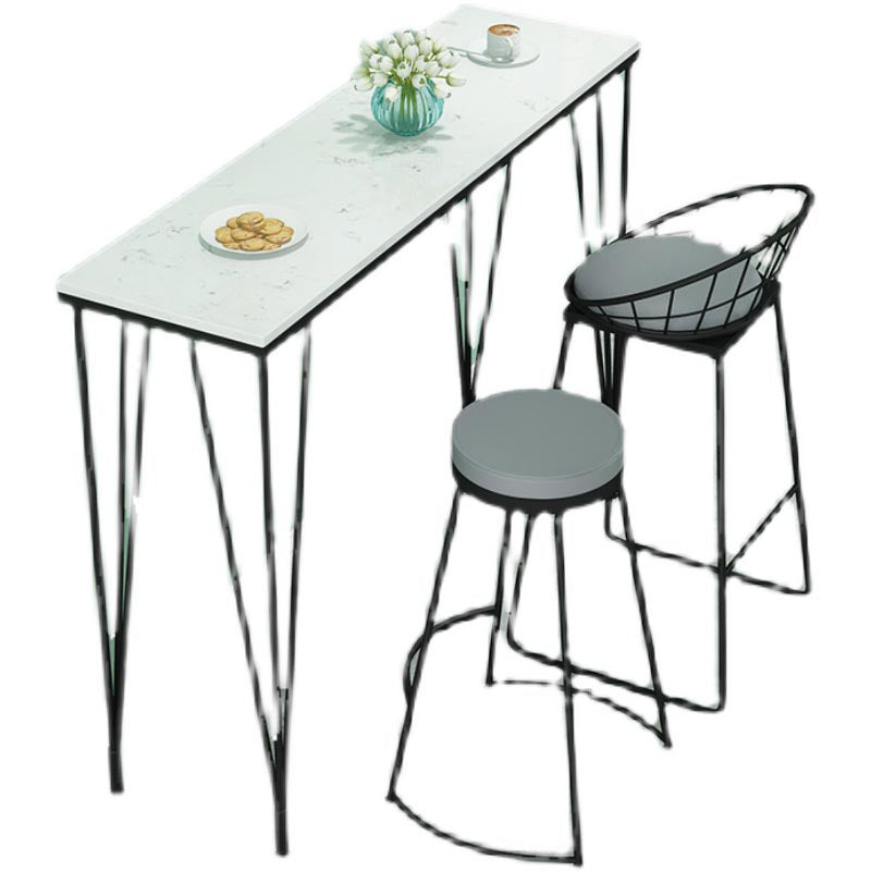 Mesa de comedor con tapa de piedra, mesa de comedor industrial con 4 patas negras