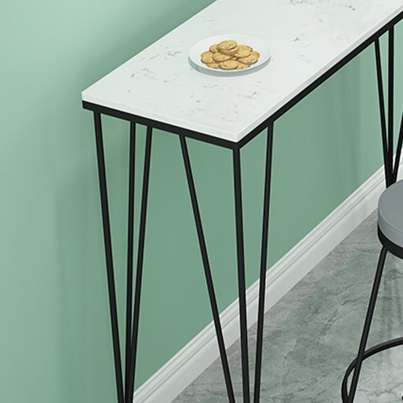 Mesa de comedor con tapa de piedra, mesa de comedor industrial con 4 patas negras