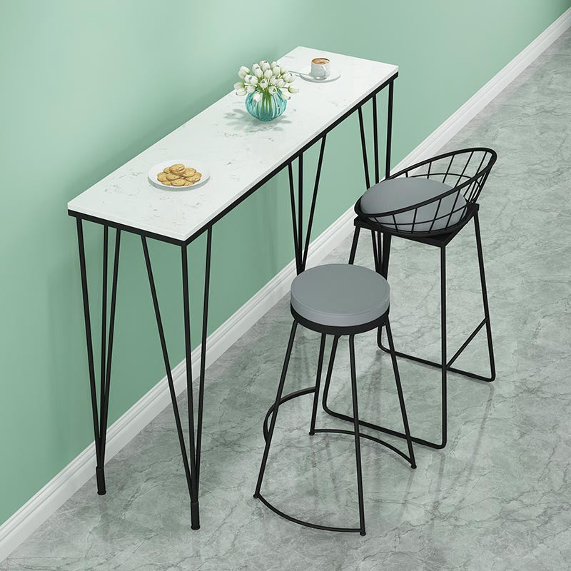 Mesa de comedor con tapa de piedra, mesa de comedor industrial con 4 patas negras