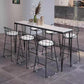 Mesa de comedor con tapa de piedra, mesa de comedor industrial con 4 patas negras