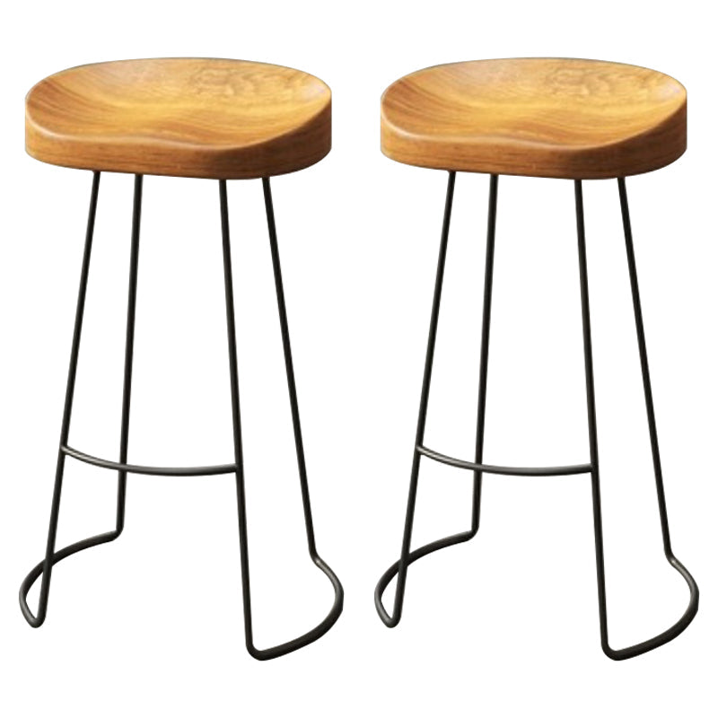 Coffee Shop Industrial Wood Barstool Metal Pedstal Bar Stool with Pedal Backless 2 Piece Set Clearhalo 'Bar Furniture' 'Bar Stools' 'bar_stools' 'furn' 'furn_bar_stools' 'Furniture' 'Kitchen & Dining Furniture' 5308758