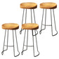 Coffee Shop Industrial Wood Barstool Metal Pedstal Bar Stool with Pedal Backless 4 Piece Set Clearhalo 'Bar Furniture' 'Bar Stools' 'bar_stools' 'furn' 'furn_bar_stools' 'Furniture' 'Kitchen & Dining Furniture' 5308759