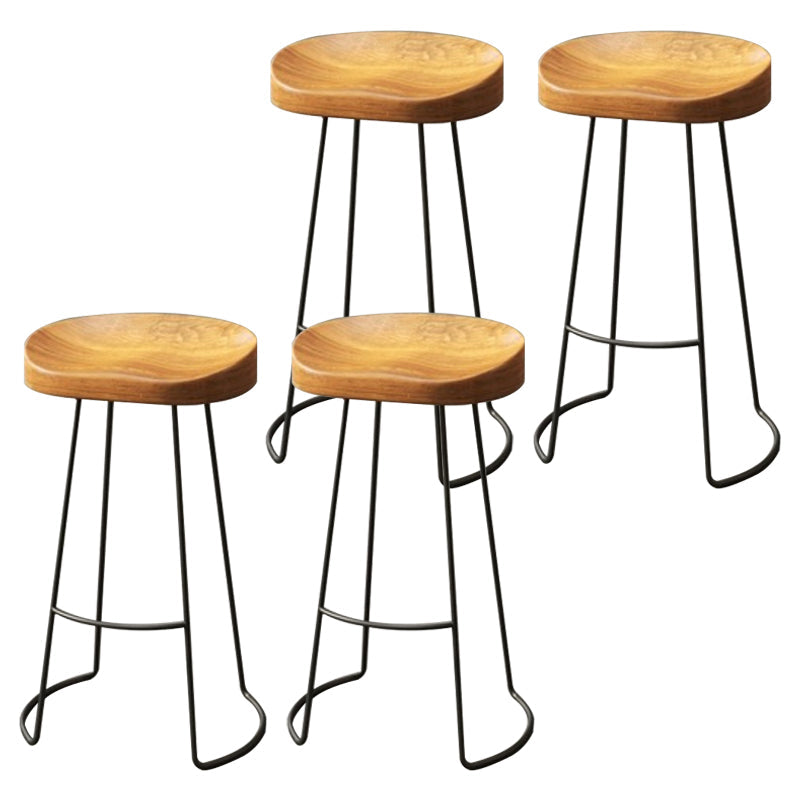 Coffee Shop Industrial Wood Barstool Metal Pedstal Bar Stool with Pedal Backless 4 Piece Set Clearhalo 'Bar Furniture' 'Bar Stools' 'bar_stools' 'furn' 'furn_bar_stools' 'Furniture' 'Kitchen & Dining Furniture' 5308759