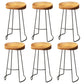Coffee Shop Industrial Wood Barstool Metal Pedstal Bar Stool with Pedal Backless 6 Piece Set Clearhalo 'Bar Furniture' 'Bar Stools' 'bar_stools' 'furn' 'furn_bar_stools' 'Furniture' 'Kitchen & Dining Furniture' 5308762