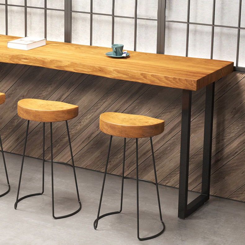 Coffee Shop Industrial Wood Barstool Metal Pedstal Bar Stool with Pedal Clearhalo 'Bar Furniture' 'Bar Stools' 'bar_stools' 'furn' 'furn_bar_stools' 'Furniture' 'Kitchen & Dining Furniture' 5308764