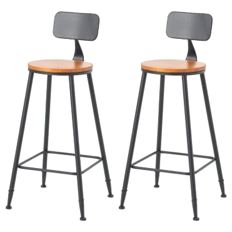 Coffee Shop Industrial Wood Barstool Metal Pedstal Bar Stool with Pedal With Back 2 Piece Set Clearhalo 'Bar Furniture' 'Bar Stools' 'bar_stools' 'furn' 'furn_bar_stools' 'Furniture' 'Kitchen & Dining Furniture' 5308765