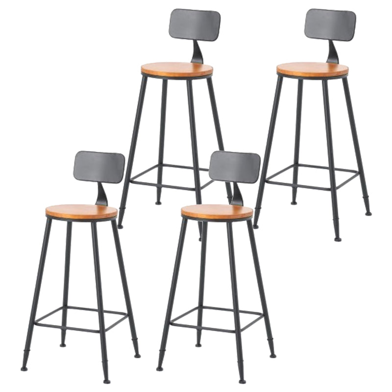 Coffee Shop Industrial Wood Barstool Metal Pedstal Bar Stool with Pedal With Back 4 Piece Set Clearhalo 'Bar Furniture' 'Bar Stools' 'bar_stools' 'furn' 'furn_bar_stools' 'Furniture' 'Kitchen & Dining Furniture' 5308767