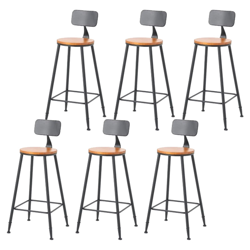 Coffee Shop Industrial Wood Barstool Metal Pedstal Bar Stool with Pedal With Back 6 Piece Set Clearhalo 'Bar Furniture' 'Bar Stools' 'bar_stools' 'furn' 'furn_bar_stools' 'Furniture' 'Kitchen & Dining Furniture' 5308769