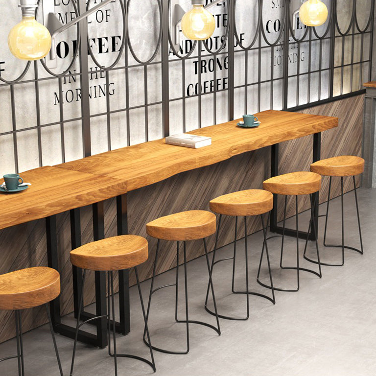 Coffee Shop Industrial Wood Barstool Metal Pedstal Bar Stool with Pedal Clearhalo 'Bar Furniture' 'Bar Stools' 'bar_stools' 'furn' 'furn_bar_stools' 'Furniture' 'Kitchen & Dining Furniture' 5308772