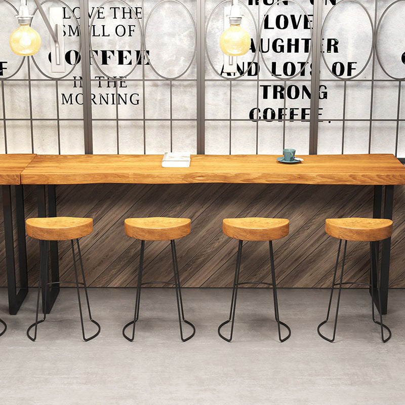 Coffee Shop Industrial Wood Barstool Metal Pedstal Bar Stool with Pedal Clearhalo 'Bar Furniture' 'Bar Stools' 'bar_stools' 'furn' 'furn_bar_stools' 'Furniture' 'Kitchen & Dining Furniture' 5308773