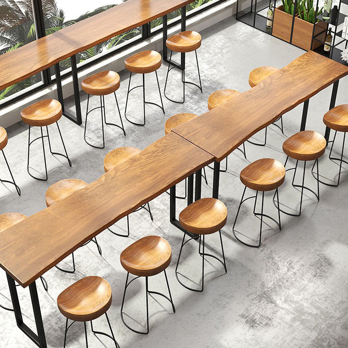 Coffee Shop Industrial Wood Barstool Metal Pedstal Bar Stool with Pedal Clearhalo 'Bar Furniture' 'Bar Stools' 'bar_stools' 'furn' 'furn_bar_stools' 'Furniture' 'Kitchen & Dining Furniture' 5308775