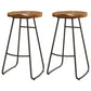Coffee Shop Industrial Wood Barstool Iron Pedstal Bar Stool with Pedal Backless 2 Piece Set Clearhalo 'Bar Furniture' 'Bar Stools' 'bar_stools' 'furn' 'furn_bar_stools' 'Furniture' 'Kitchen & Dining Furniture' 5308848