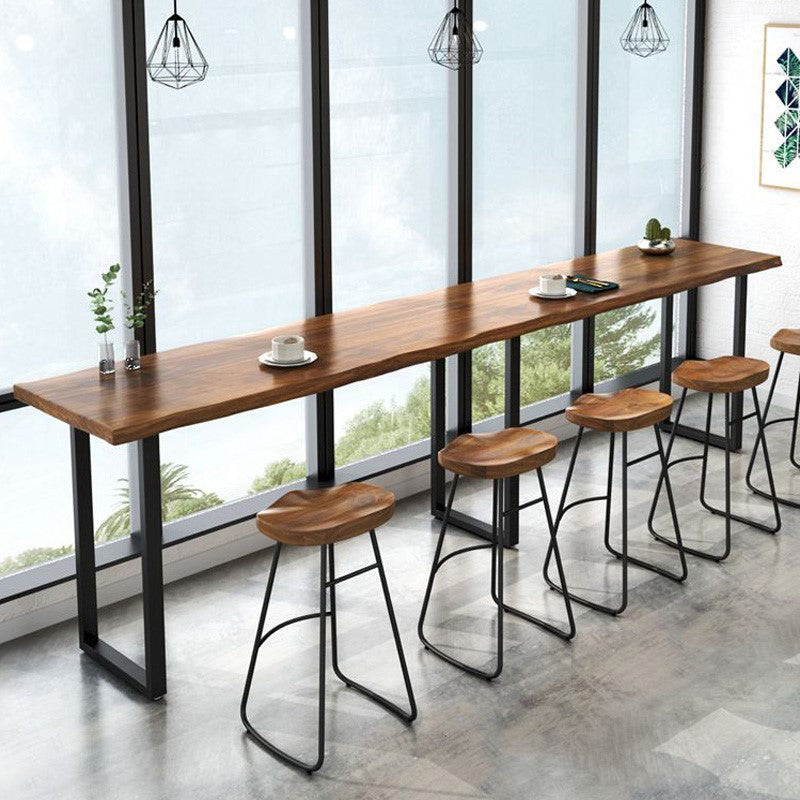 Coffee Shop Industrial Wood Barstool Iron Pedstal Bar Stool with Pedal Clearhalo 'Bar Furniture' 'Bar Stools' 'bar_stools' 'furn' 'furn_bar_stools' 'Furniture' 'Kitchen & Dining Furniture' 5308849
