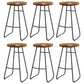 Coffee Shop Industrial Wood Barstool Iron Pedstal Bar Stool with Pedal Backless 6 Piece Set Clearhalo 'Bar Furniture' 'Bar Stools' 'bar_stools' 'furn' 'furn_bar_stools' 'Furniture' 'Kitchen & Dining Furniture' 5308852