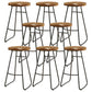 Coffee Shop Industrial Wood Barstool Iron Pedstal Bar Stool with Pedal Backless 8 Piece Set Clearhalo 'Bar Furniture' 'Bar Stools' 'bar_stools' 'furn' 'furn_bar_stools' 'Furniture' 'Kitchen & Dining Furniture' 5308854