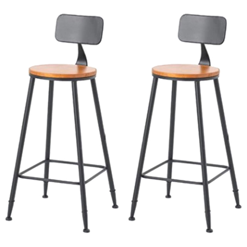 Coffee Shop Industrial Wood Barstool Iron Pedstal Bar Stool with Pedal With Back 2 Piece Set Clearhalo 'Bar Furniture' 'Bar Stools' 'bar_stools' 'furn' 'furn_bar_stools' 'Furniture' 'Kitchen & Dining Furniture' 5308855