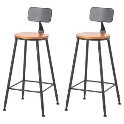Coffee Shop Industrial Wood Barstool Iron Pedstal Bar Stool with Pedal With Back 2 Piece Set Clearhalo 'Bar Furniture' 'Bar Stools' 'bar_stools' 'furn' 'furn_bar_stools' 'Furniture' 'Kitchen & Dining Furniture' 5308855