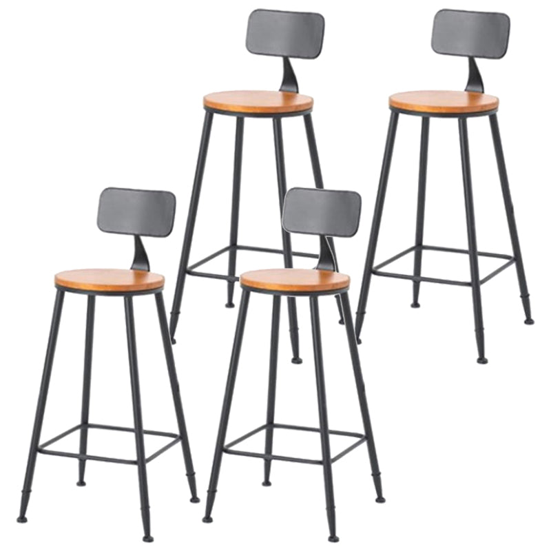 Coffee Shop Industrial Wood Barstool Iron Pedstal Bar Stool with Pedal With Back 4 Piece Set Clearhalo 'Bar Furniture' 'Bar Stools' 'bar_stools' 'furn' 'furn_bar_stools' 'Furniture' 'Kitchen & Dining Furniture' 5308857