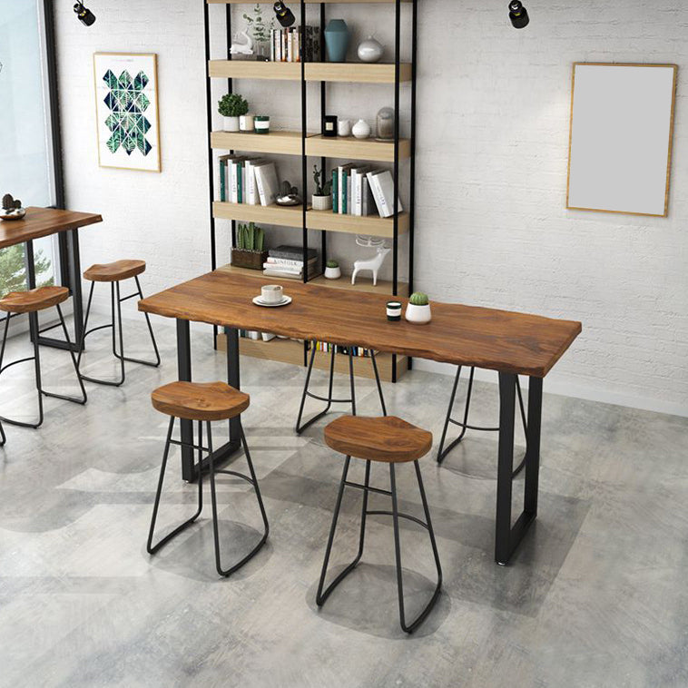 Coffee Shop Industrial Wood Barstool Iron Pedstal Bar Stool with Pedal Clearhalo 'Bar Furniture' 'Bar Stools' 'bar_stools' 'furn' 'furn_bar_stools' 'Furniture' 'Kitchen & Dining Furniture' 5308858