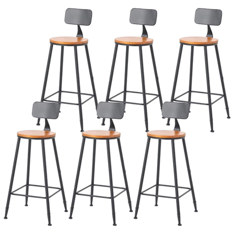 Coffee Shop Industrial Wood Barstool Iron Pedstal Bar Stool with Pedal With Back 6 Piece Set Clearhalo 'Bar Furniture' 'Bar Stools' 'bar_stools' 'furn' 'furn_bar_stools' 'Furniture' 'Kitchen & Dining Furniture' 5308859