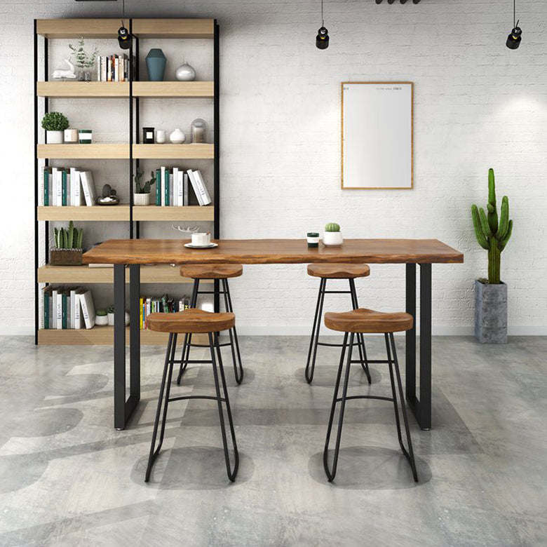 Coffee Shop Industrial Wood Barstool Iron Pedstal Bar Stool with Pedal Clearhalo 'Bar Furniture' 'Bar Stools' 'bar_stools' 'furn' 'furn_bar_stools' 'Furniture' 'Kitchen & Dining Furniture' 5308860