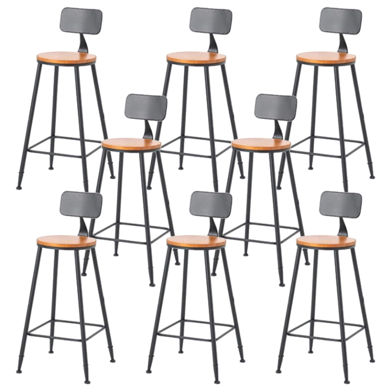 Coffee Shop Industrial Wood Barstool Iron Pedstal Bar Stool with Pedal With Back 8 Piece Set Clearhalo 'Bar Furniture' 'Bar Stools' 'bar_stools' 'furn' 'furn_bar_stools' 'Furniture' 'Kitchen & Dining Furniture' 5308861