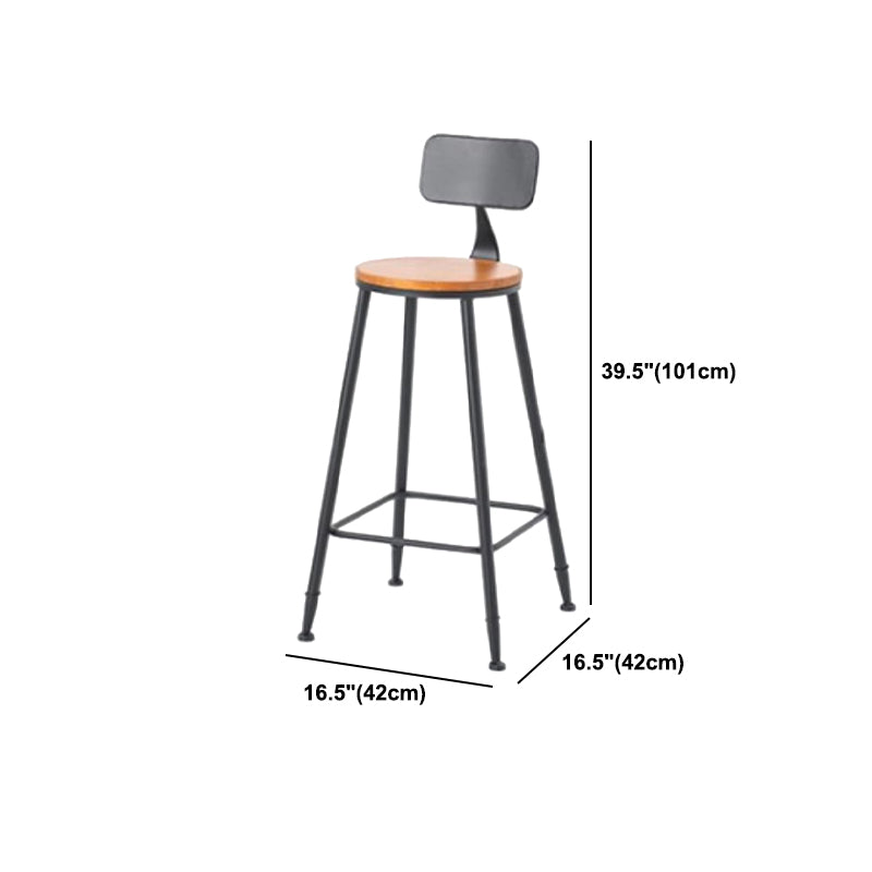 Coffee Shop Industrial Wood Barstool Iron Pedstal Bar Stool with Pedal Clearhalo 'Bar Furniture' 'Bar Stools' 'bar_stools' 'furn' 'furn_bar_stools' 'Furniture' 'Kitchen & Dining Furniture' 5308864