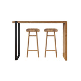 Taburete contemporáneo de barra de barras de madera maciza con pedal