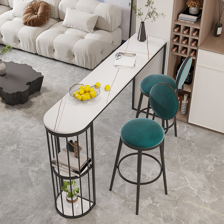 1/3/5 pièces Industrial Iron Bistro Set White Stone Top Bar Table Table avec étagère