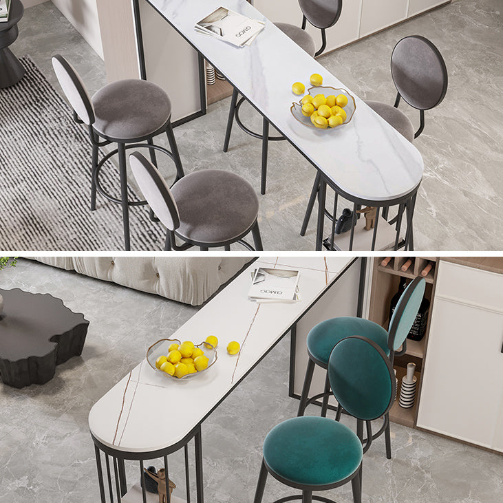 1/3/5 pièces Industrial Iron Bistro Set White Stone Top Bar Table Table avec étagère