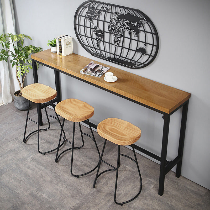 Industrial 1/4/6 Pieces Bar Table Set Rectangle Pine Wood Counter Table with High Stools 4 Pieces: Table, 3 Chairs Clearhalo 'Bar Furniture' 'furn' 'furn_home_bar_bar_sets' 'Furniture' 'Home Bars & Bar Sets' 'home_bar_bar_sets' 'Kitchen & Dining Furniture' 5309023