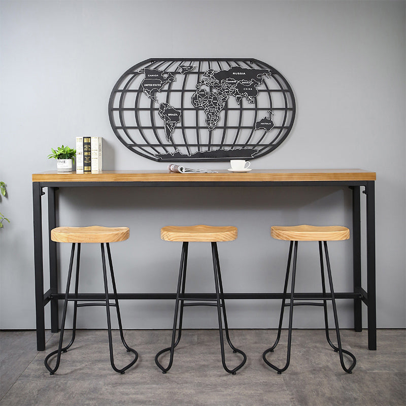Industrial 1/4/6 Pieces Bar Table Set Rectangle Pine Wood Counter Table with High Stools Clearhalo 'Bar Furniture' 'furn' 'furn_home_bar_bar_sets' 'Furniture' 'Home Bars & Bar Sets' 'home_bar_bar_sets' 'Kitchen & Dining Furniture' 5309024