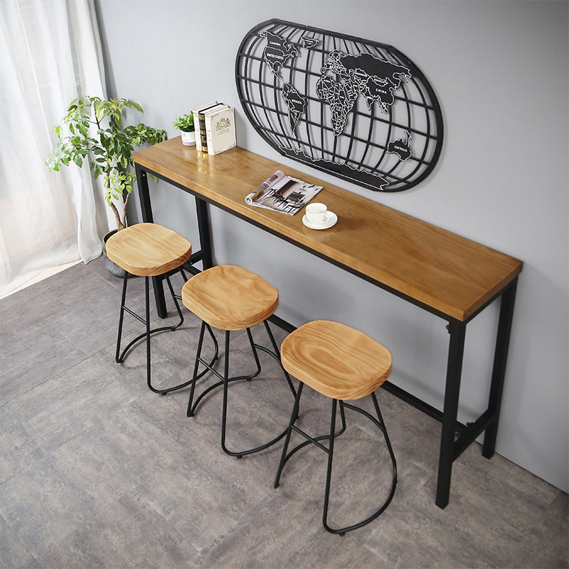 Industrial 1/4/6 Pieces Bar Table Set Rectangle Pine Wood Counter Table with High Stools Clearhalo 'Bar Furniture' 'furn' 'furn_home_bar_bar_sets' 'Furniture' 'Home Bars & Bar Sets' 'home_bar_bar_sets' 'Kitchen & Dining Furniture' 5309025