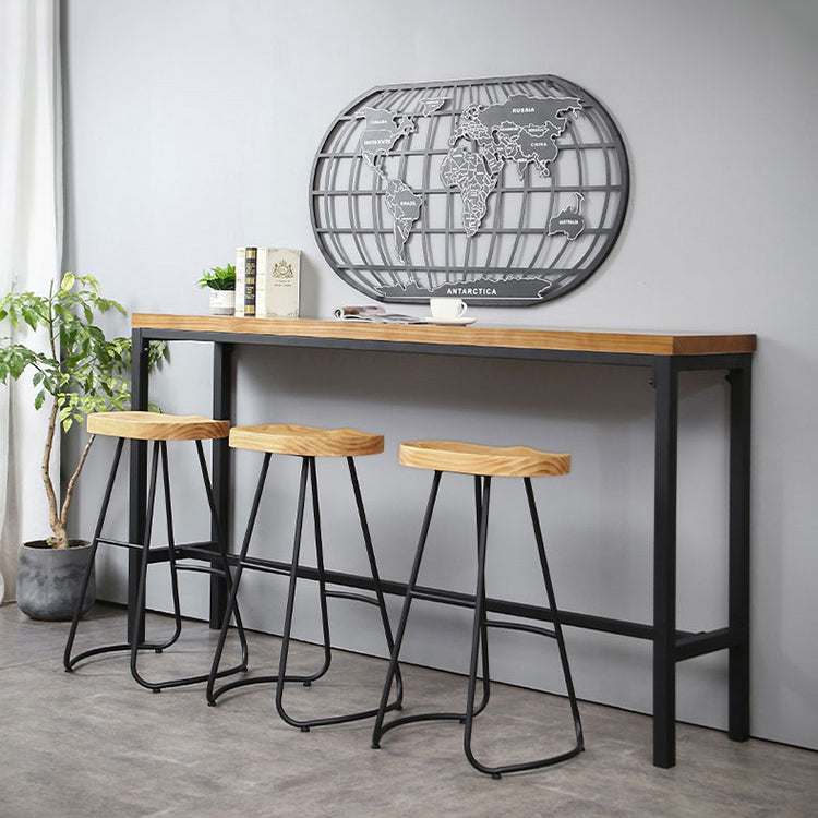 Industrial 1/4/6 Pieces Bar Table Set Rectangle Pine Wood Counter Table with High Stools Clearhalo 'Bar Furniture' 'furn' 'furn_home_bar_bar_sets' 'Furniture' 'Home Bars & Bar Sets' 'home_bar_bar_sets' 'Kitchen & Dining Furniture' 5309030