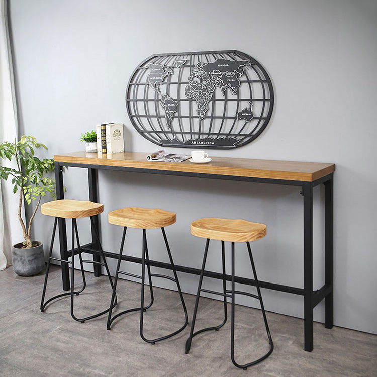 Industrial 1/4/6 Pieces Bar Table Set Rectangle Pine Wood Counter Table with High Stools Clearhalo 'Bar Furniture' 'furn' 'furn_home_bar_bar_sets' 'Furniture' 'Home Bars & Bar Sets' 'home_bar_bar_sets' 'Kitchen & Dining Furniture' 5309031