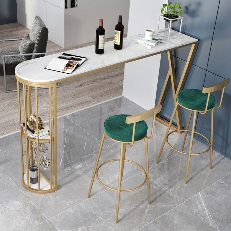 Ensemble de table de bar à bar de luxe traditionnel 1/3 pièces de comptoir avec base d'or