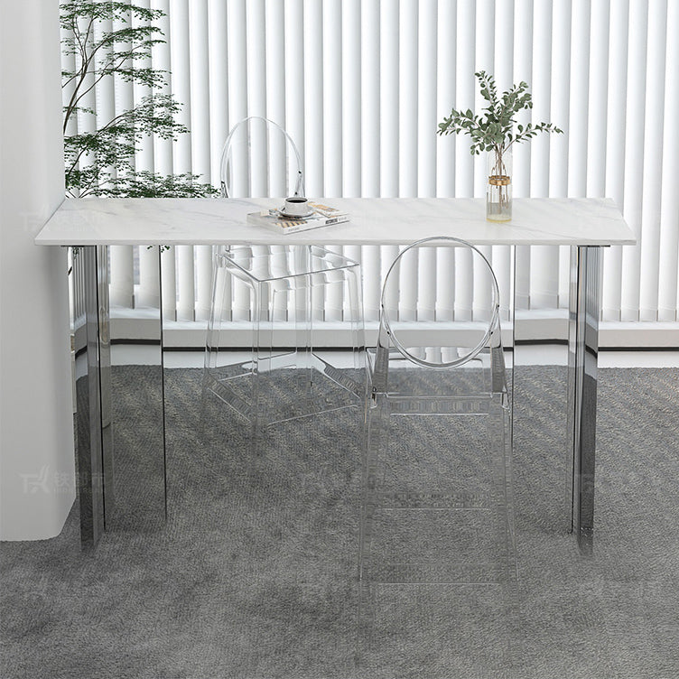 モダンな1/2/3ピースバーテーブルセット長方形の石のカウンターテーブルとアクリルスツール