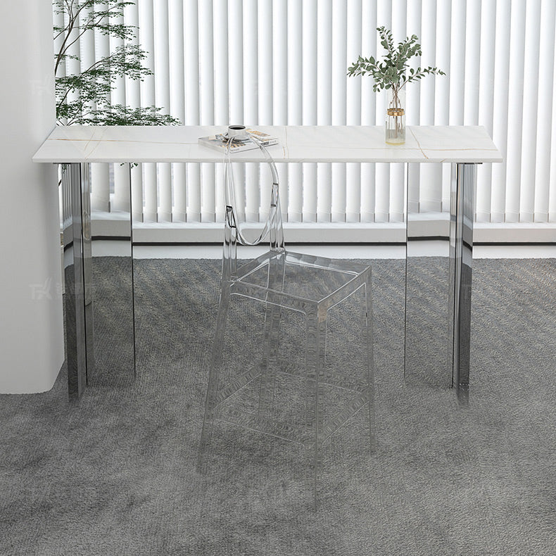 モダンな1/2/3ピースバーテーブルセット長方形の石のカウンターテーブルとアクリルスツール