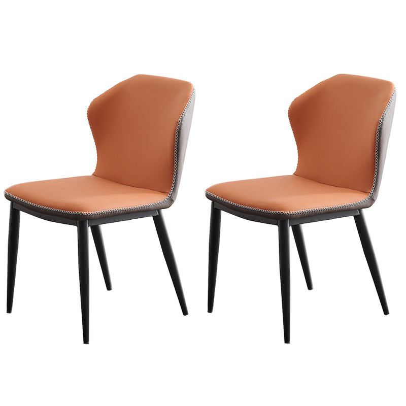 Modern Expandable Dining Table Furniture 1/2/5/6/7 Pieces Home Dining Room Set 2 Orange Chairs Clearhalo 'Dining Room Sets' 'Dining Tables & Seating' 'dining_room_set' 'furn' 'furn_dining_room_set' 'Furniture' 'Kitchen & Dining Furniture' 5309153