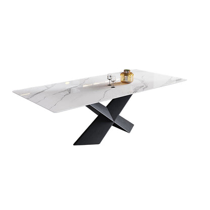 Set da pranzo rettangolare in pietra sinterizzata in stile moderno Set da pranzo da 1/4/5/7 pezzi