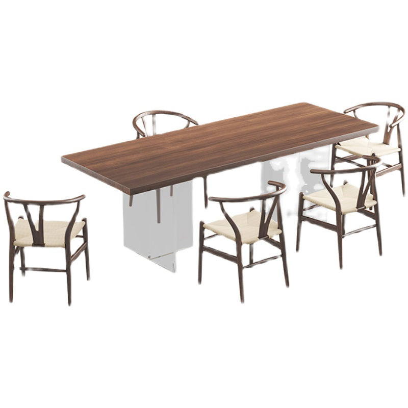 Set da pranzo moderno da 1/6 pezzi Tavolo da pranzo rettangolare in legno di pino per sala da pranzo