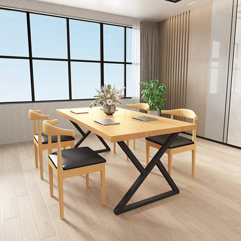 Industrial Pine Dining Room Set 1/4/5 Pieces Rectangle Dining Table Set 5 Pieces: Table, 4 Chairs Clearhalo 'Dining Room Sets' 'Dining Tables & Seating' 'dining_room_set' 'furn' 'furn_dining_room_set' 'Furniture' 'Kitchen & Dining Furniture' 5309204