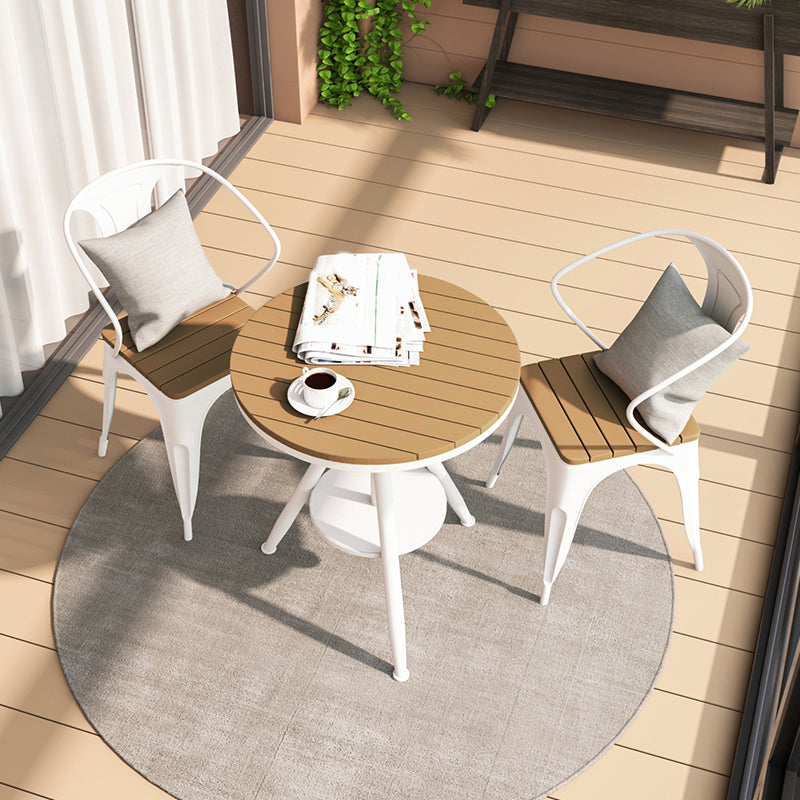 Moderne 1/2/3-delige eetset ronde houten eettafel voor balkon